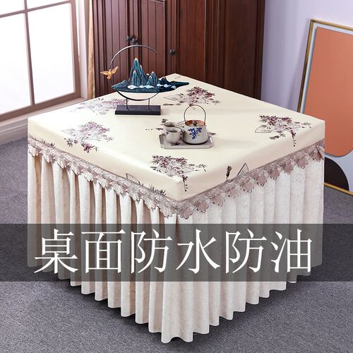 欧式桌罩防水防油耐脏夏季烤火桌罩雪尼尔布正方形电炉罩烤火炉罩