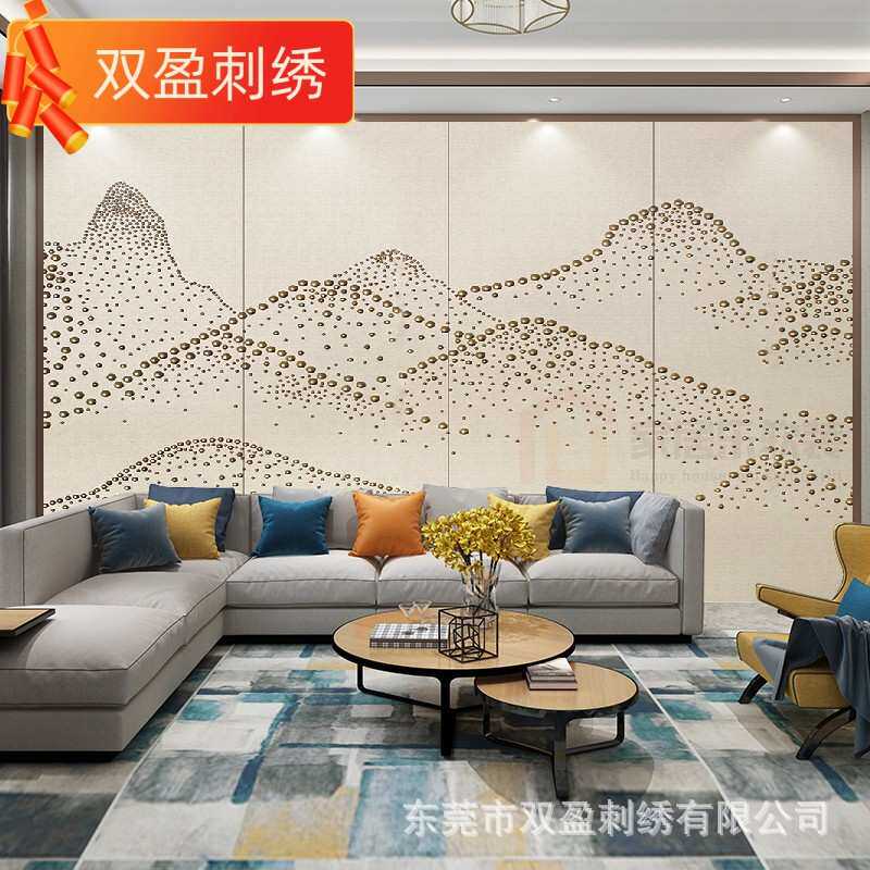 卯钉硬包背景墙软包泡钉铆钉工艺抽象画山水酒店工程家用厂家直销