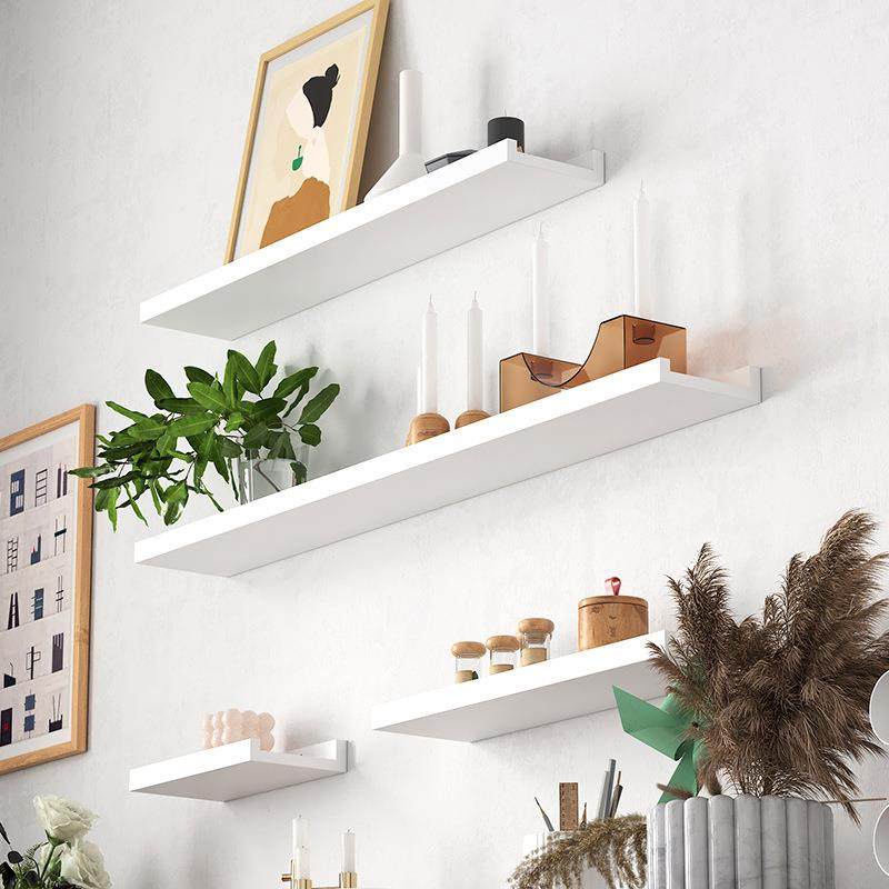 实木免打孔墙上置物架电视墙壁装饰书架子挂墙面隔板可订一字新品