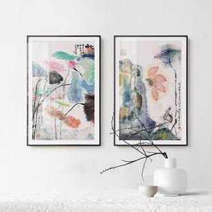陈家泠·荷花玄关装饰画新中式进门入户走廊过道竖版挂画酒店装饰