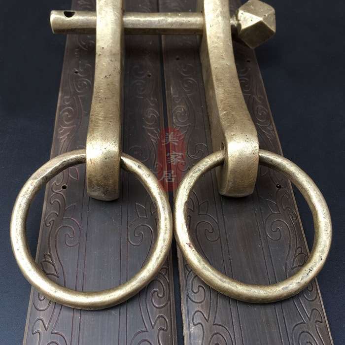 中式仿古大门直条拉手家具柜门五金铜配件古建筑装饰刻花门条把手