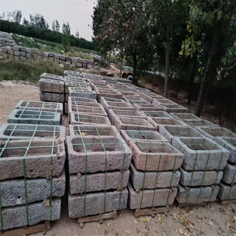 厂家直销牛槽酒店流水摆件古色古香韵味十足景观摆台古旧老石槽