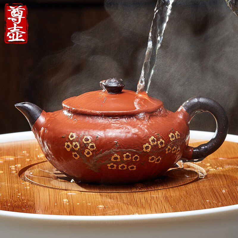 尊壶宜兴纯全手工朱泥紫砂壶名家正宗双色梅花家用泡茶壶功夫茶具
