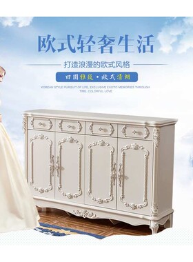 进门欧式鞋柜新款玄关柜子白色实木烤漆家用门口大容量门厅柜
