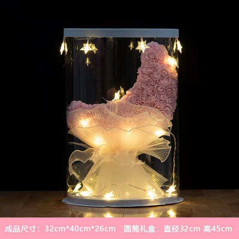 月亮摆件玫瑰花束星星灯串后备箱惊喜香皂花礼盒生日礼物女送闺蜜