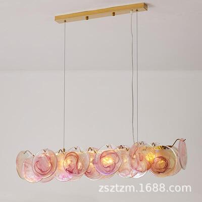MURANO手工粉色玻璃轻奢法式客厅吊灯设计师中古浪漫温馨卧室主灯