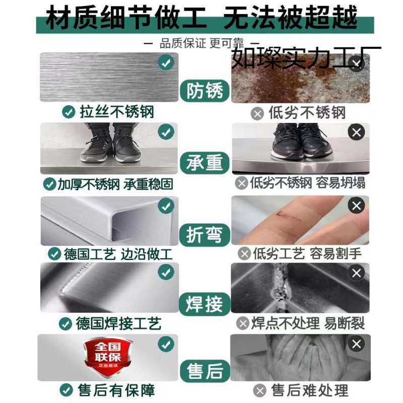 304不锈钢工作台厨房橱柜商用餐饮店桌子家用承重收纳台钻