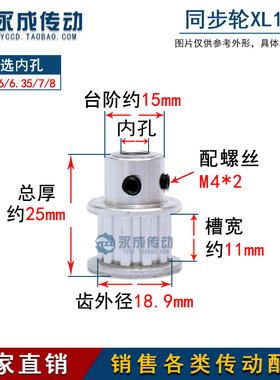 同步轮同步带轮皮带轮 XL12齿 内孔4/5/6/6.35/7/8/10/12 传动轮