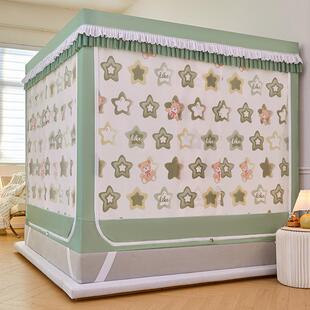 新款强遮光蚊帐一体式床帘夏天儿童防摔家用卧室免安装蒙古包蚊帐