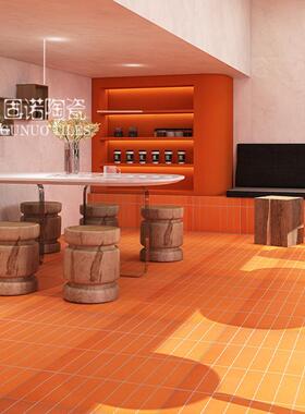 全瓷爱马橙色拉槽砖600x1200浴室防滑地砖奶茶店餐厅吧台背景墙砖