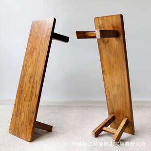 老榆木长条凳玄关入户门换鞋凳实木脚踏凳复古小方凳子原木长板凳