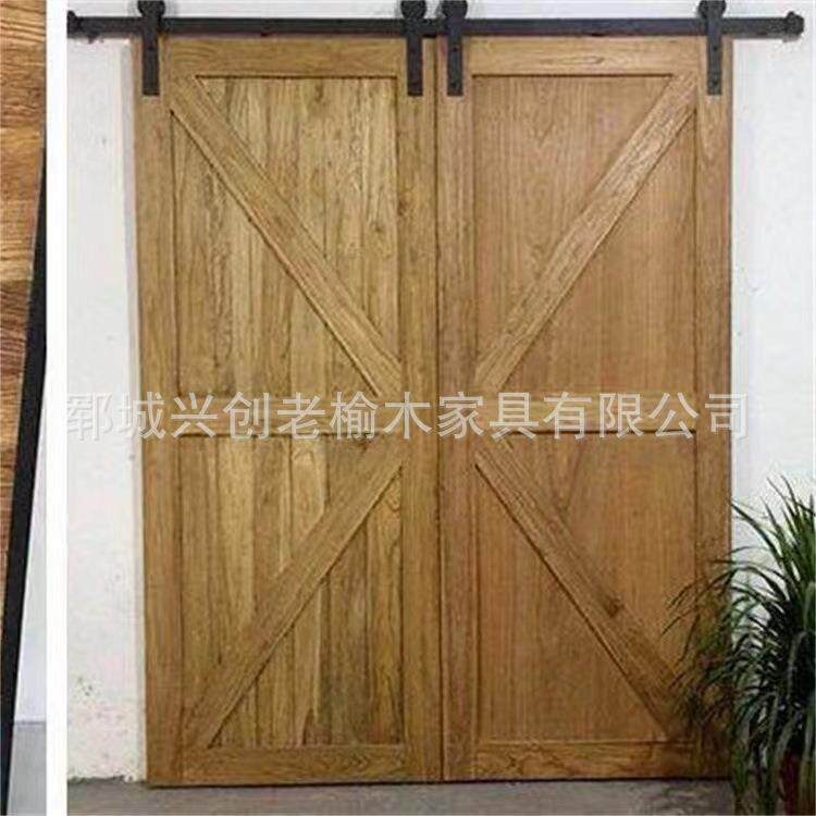 复古老榆木室内门庭院别墅门民宿套装门谷仓实木门板双开门室内门