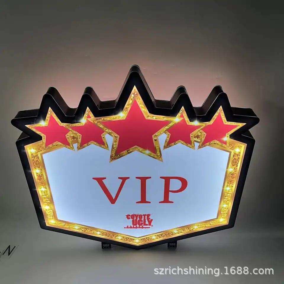 酒吧亚克力发光举牌LED英文换字灯牌VIP充电七彩氛围生日举牌酒座
