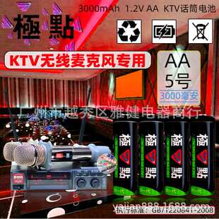 极点3000毫安电池充电电池KTV话筒专用5号镍氢AA低自放循环回电快
