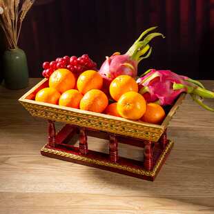 泰国实木高脚果盘家用供盘客厅茶几零食盘烤全羊手抓饭收纳盘子
