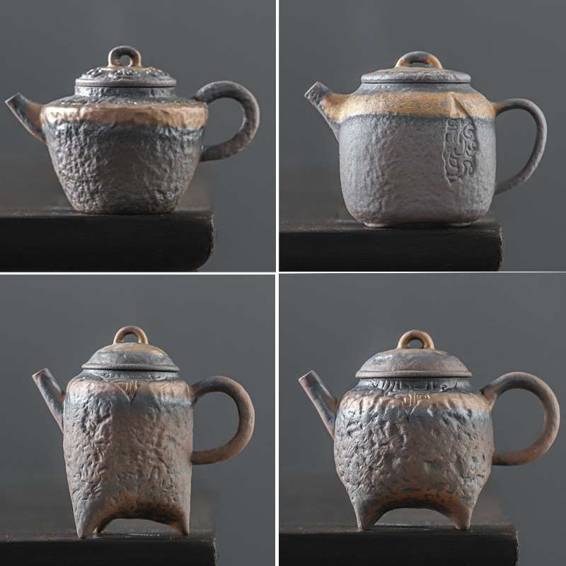 禅意老岩泥手作茶壶泡茶器纯手工粗陶家用中式陶瓷小茶壶单壶