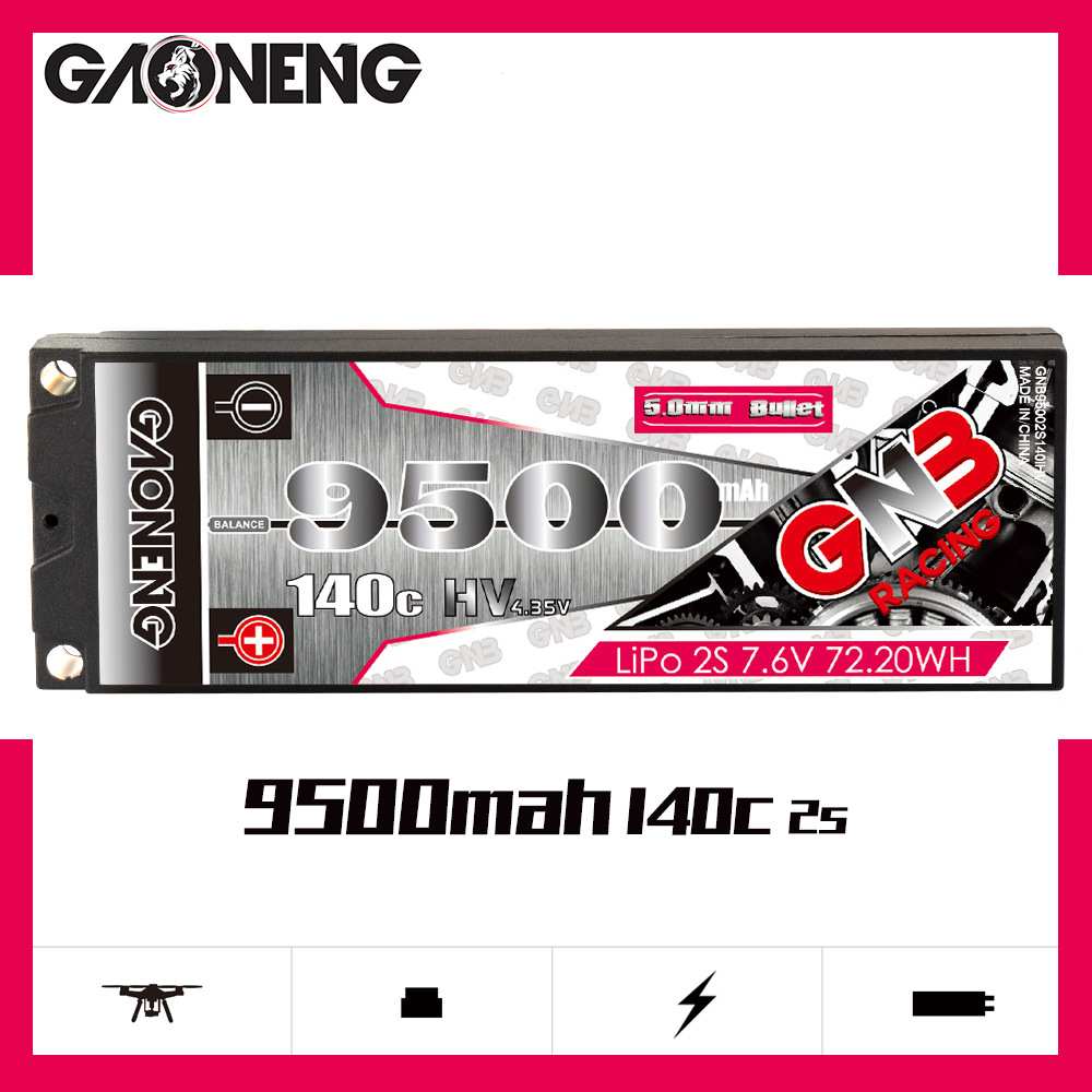 GNB高能9500mAh 2S 7.6V 140C HV适配1/10漂移大脚遥控车模锂电池