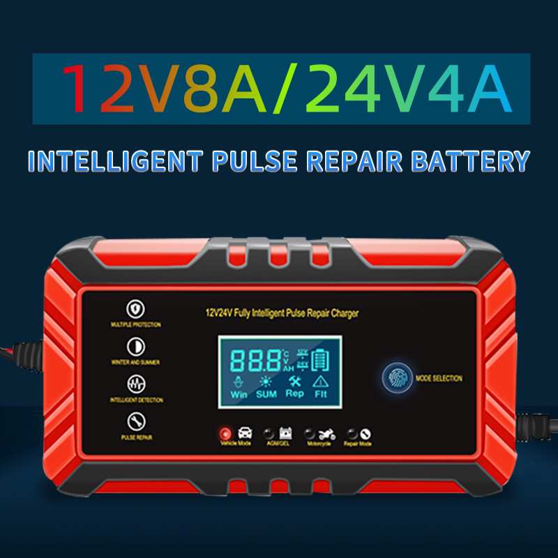 RUIXIN电池充电器12V8A/ 24V4A修复型汽车电瓶充电器美规欧规英规