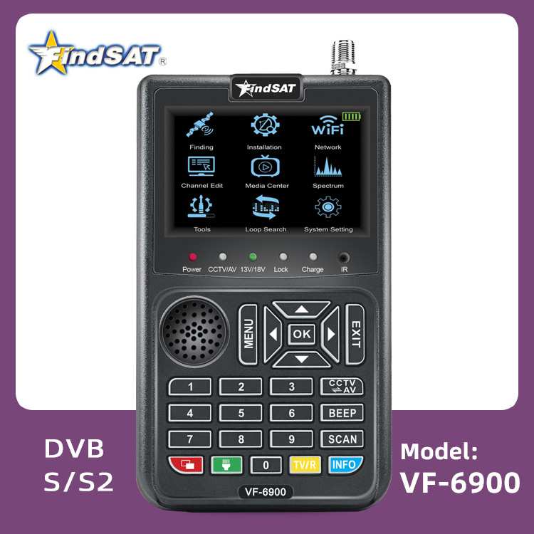FindSAT VF-6900高清寻星仪 调星仪 工程宝 DVB-S/S2 带手电筒