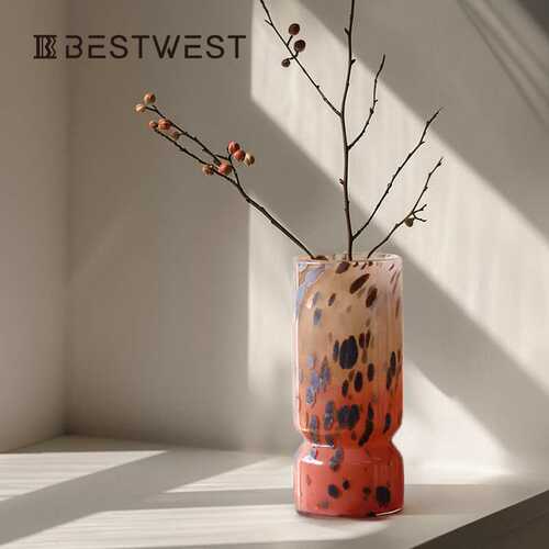 Best west 花瓶摆件客厅插花轻奢高级感玻璃中古创意水培百合花器