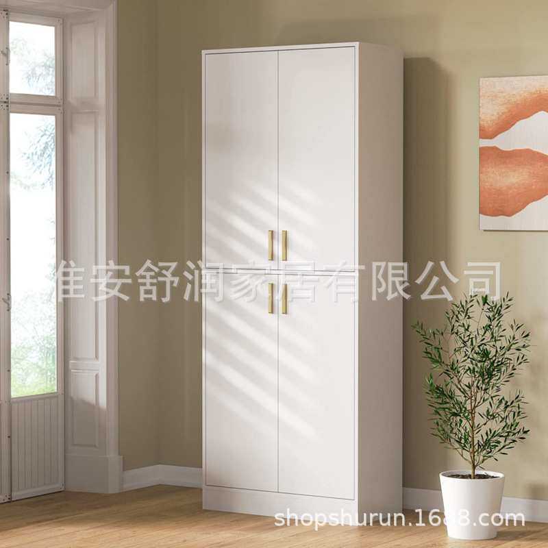 简易白色衣柜家用卧室实木推拉门收纳衣橱出租房衣帽柜双层衣帽柜