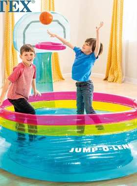INTEX 48265 新款儿童跳跳池游乐场蹦蹦床海洋球池充气城堡投篮