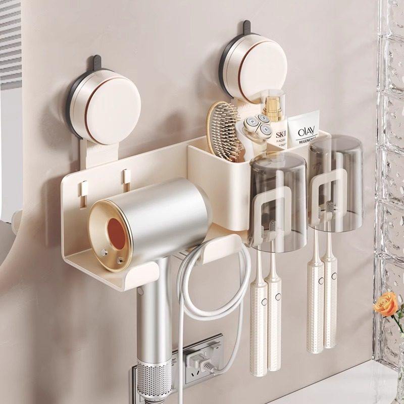 舒适纯日本吸盘牙刷置物架奶白壁挂免打孔卫生间吹风机牙杯牙膏架,家庭/个人清洁工具,吹风机置物架,淘宝优惠券,粉丝福利购,淘宝优惠卷