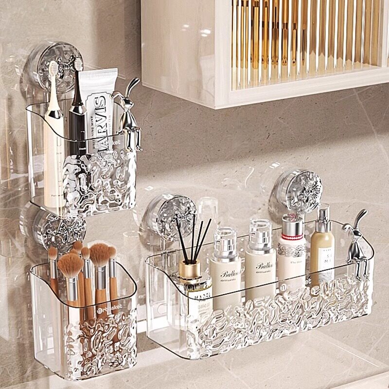 舒适纯日本吸盘置物架卫生间浴室角架洗手间洗漱台挂篮壁挂收纳架