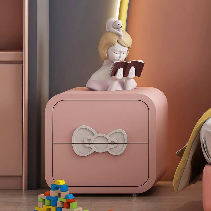 HelloKitty儿童蝴蝶结床头柜现代简约收纳柜轻奢储物柜皮艺床边柜