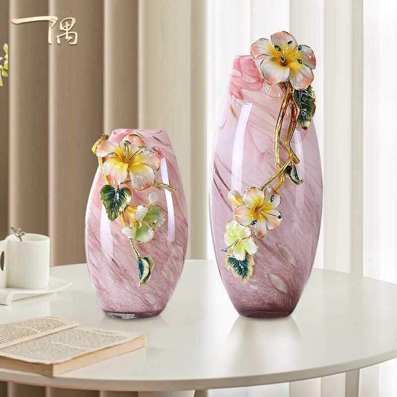 粉色件瓶摆花现厅客代百合花茶几餐桌插花花器电视柜高级感装饰品