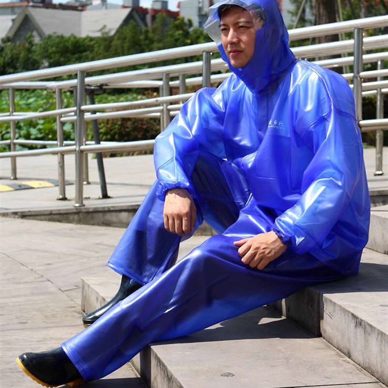 捕民背吊带雨衣劳保海胶渔厚分体雨裤套装男女加鱼钓养殖裤