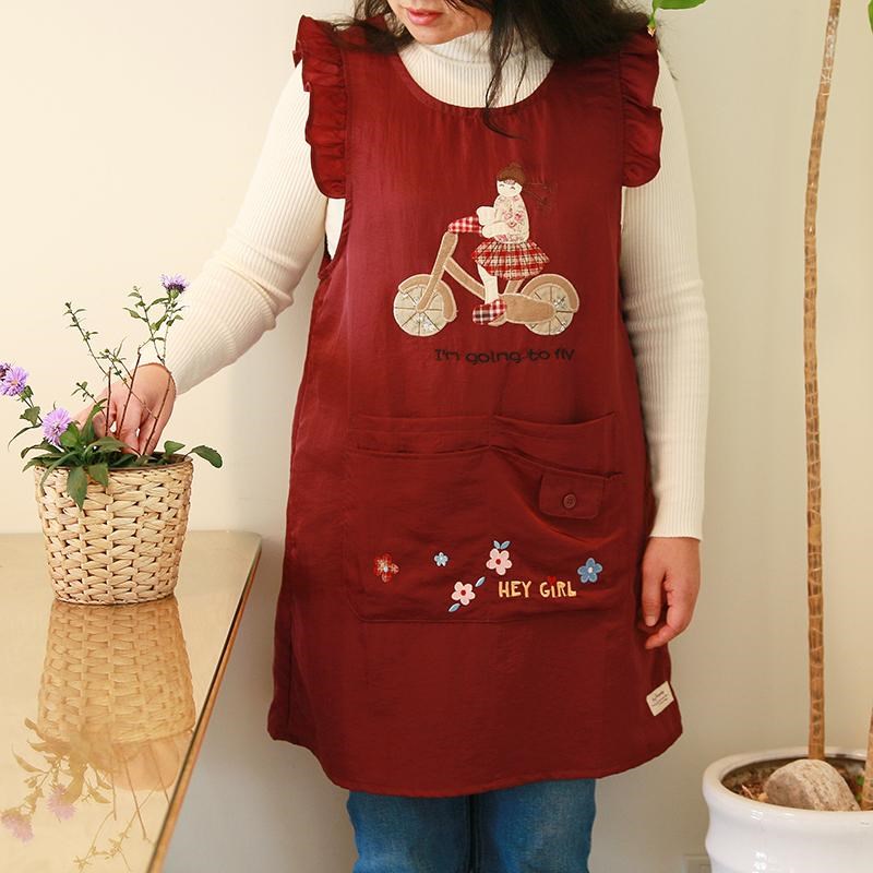 韩版时尚烘焙花艺画画服房餐厅家用反穿衣防水袖油工作厨无防围裙