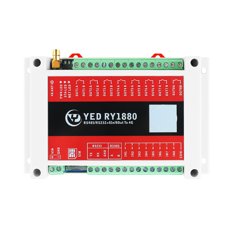 物联网4g控制继电器模块8支开关量输入输出路持dt拟功能模u量采集
