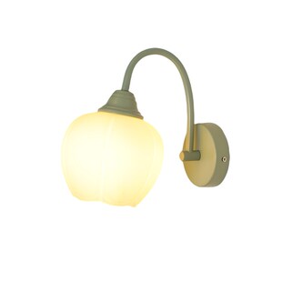 卧室床头灯客厅沙发背景墙灯绿色花朵简约奶油风楼梯过道壁灯