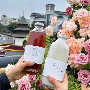 350玻璃饮料瓶500ml黑糖姜茶瓶空瓶杨枝甘露包装瓶糖水瓶果茶瓶