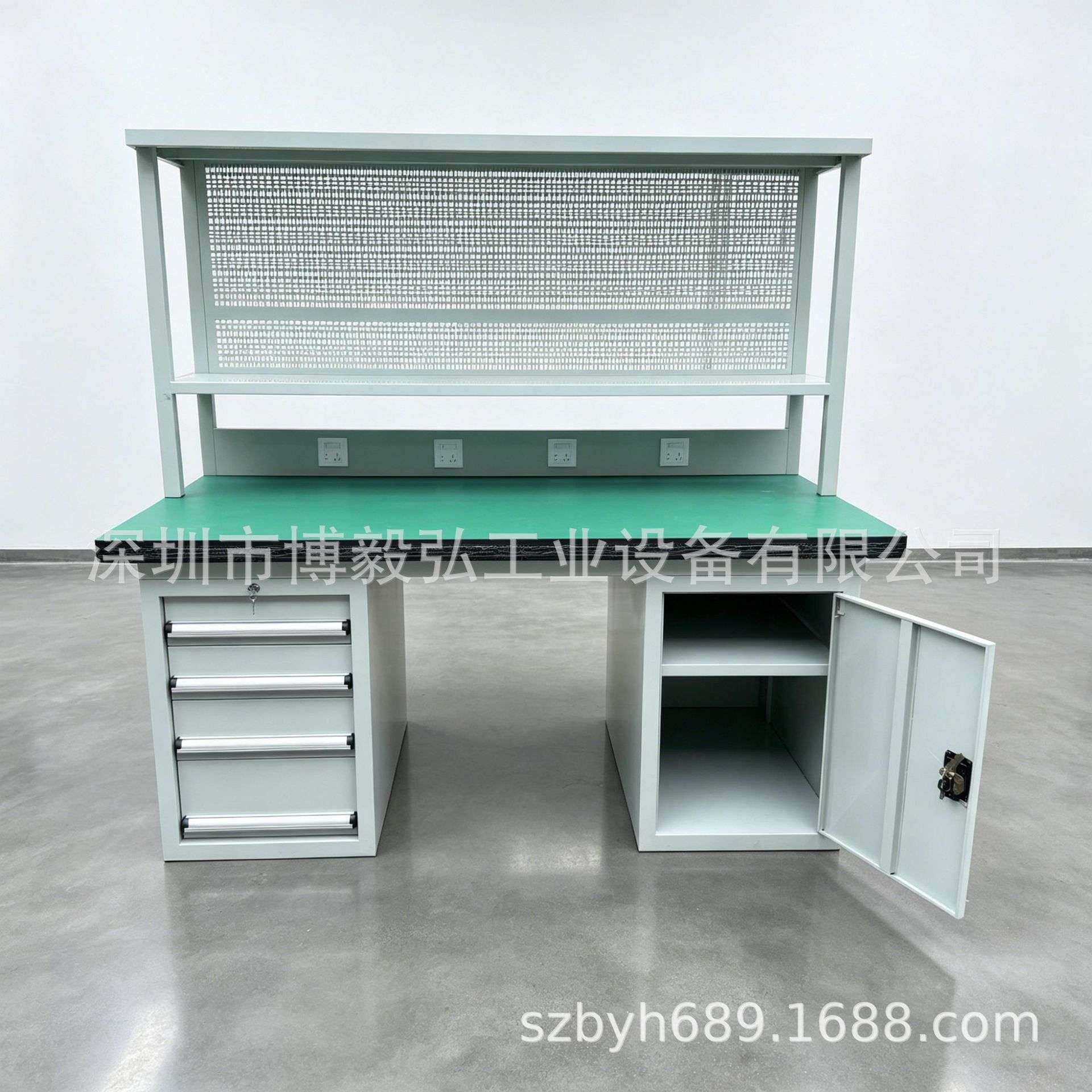 单桌重型工作台 复合板桌面挂板工作台 流水线吊二抽防静电工作台