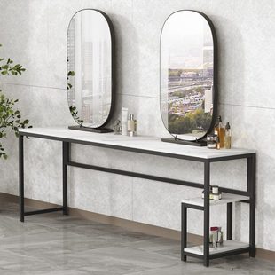 理发镜台美发店镜大理石双面烫染台美容化妆单面带灯剪发专用桌子