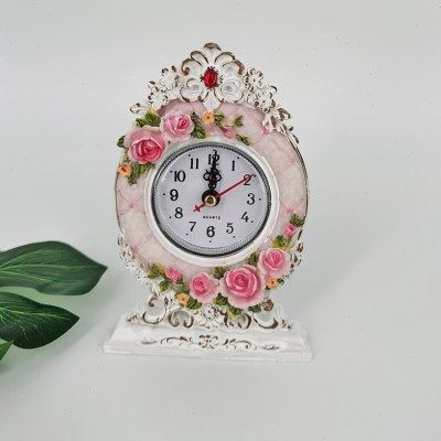厂家直供田园手工彩绘小钟表桌面玫瑰花小钟表树脂小座钟,家居饰品,座钟,淘宝优惠券,粉丝福利购,淘宝优惠卷