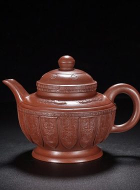 回流旧藏宫灯壶原矿紫泥古董古玩茶壶老紫砂壶客厅摆件