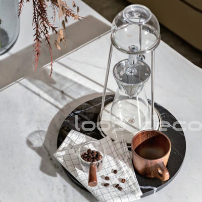 样板间厨房西式咖啡主题客厅茶几接洽滴漏器具大理石木质玻杯展厅