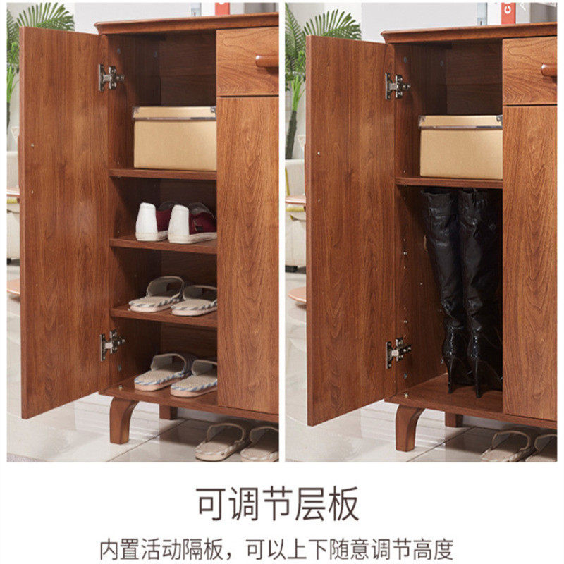 中式鞋柜实门原简色木易鞋橱木外经济型多功能玄关门厅柜家用组装
