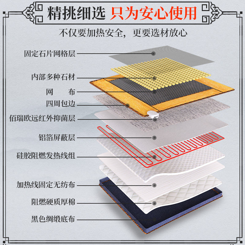 玉石床垫理疗磁疗锗托玛琳砭双温双控电加热远红外线调温家用保健