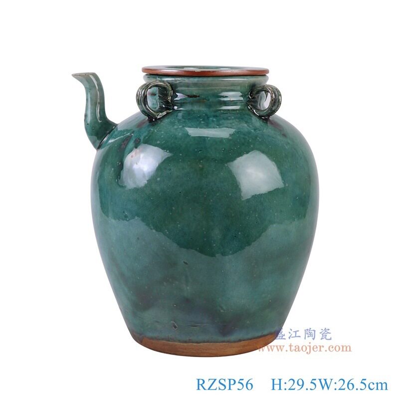 景德货陶瓷饰瓶罐子油壶仿古窑变绿色瓜楞梅瓶缸家居装花老镇摆件