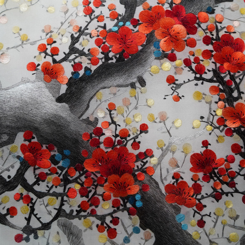 苏绣成品挂画花鸟苏州纯手工刺绣喜上枝头玄关竖版客厅装饰艺术品
