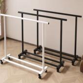 衣帽架落地家用卧室移动奶油衣服简易宿舍挂衣架阳台晾衣架立式