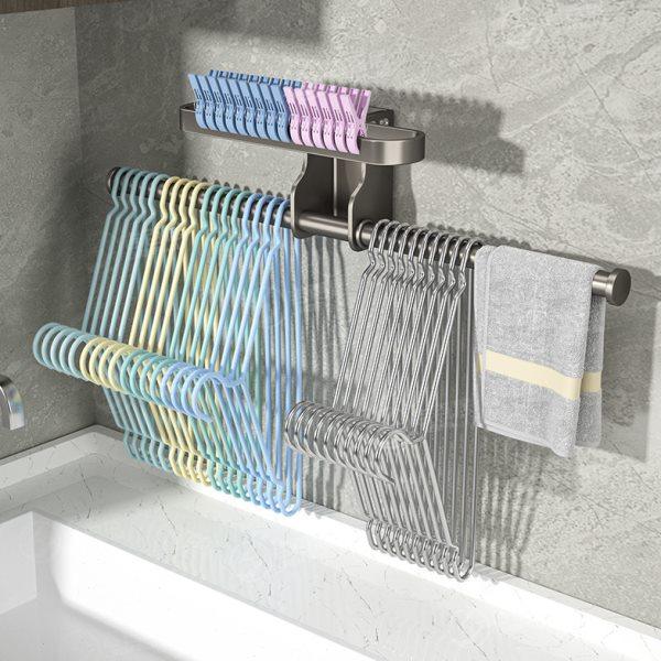 放晾衣架收纳架免打孔壁挂式整理架子家用阳台放夹子多功能挂钩杆,收纳整理,衣架收纳架/盒,淘宝优惠券,粉丝福利购,淘宝优惠卷