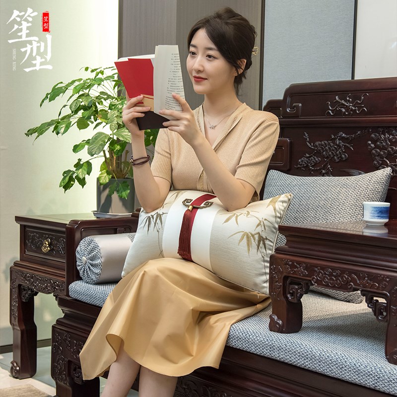 式中红木沙发棉麻坐垫套罩古典罗汉件五床套垫子靠垫腰枕扶手定制