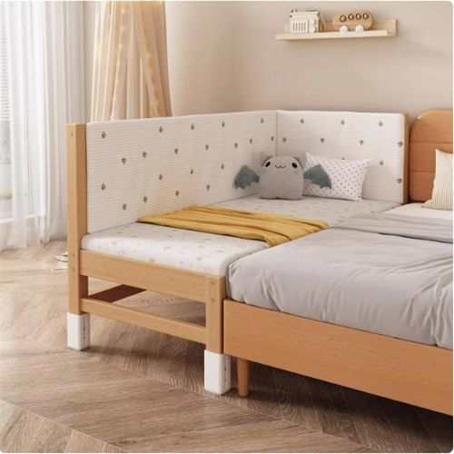 婴儿拼接床儿童实木榉木宝宝加宽高护栏可调节定制小床拼接大床边