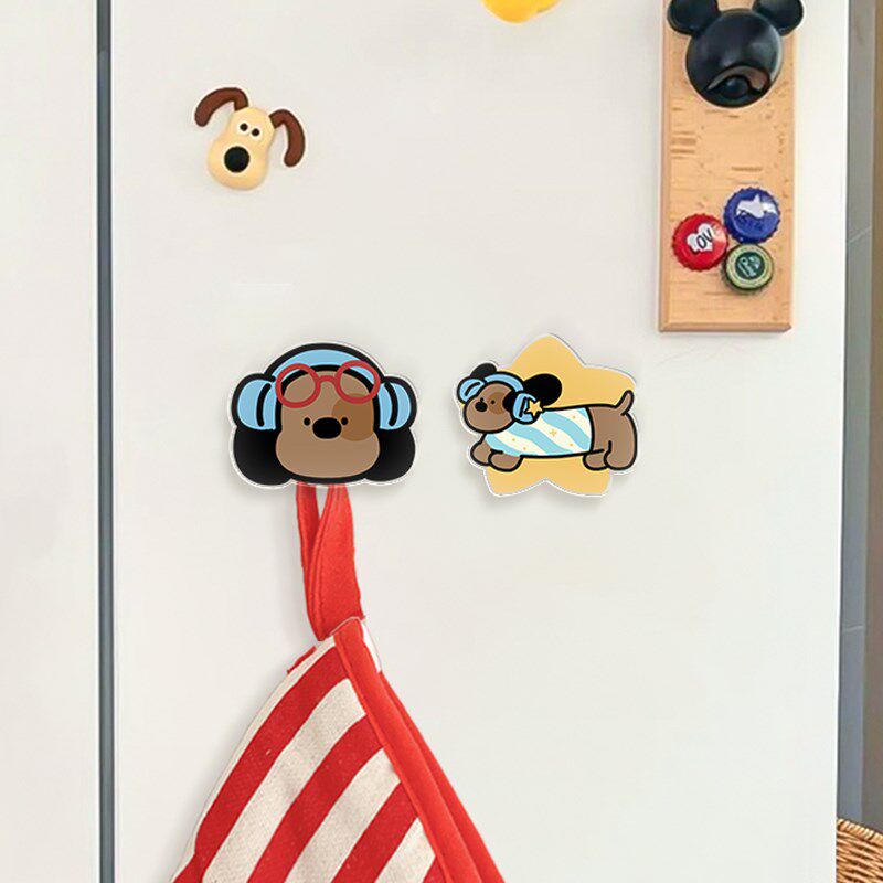 多彩腊肠狗冰箱磁吸挂钩强力创意可爱磁铁冰箱贴入户门后钥匙挂架