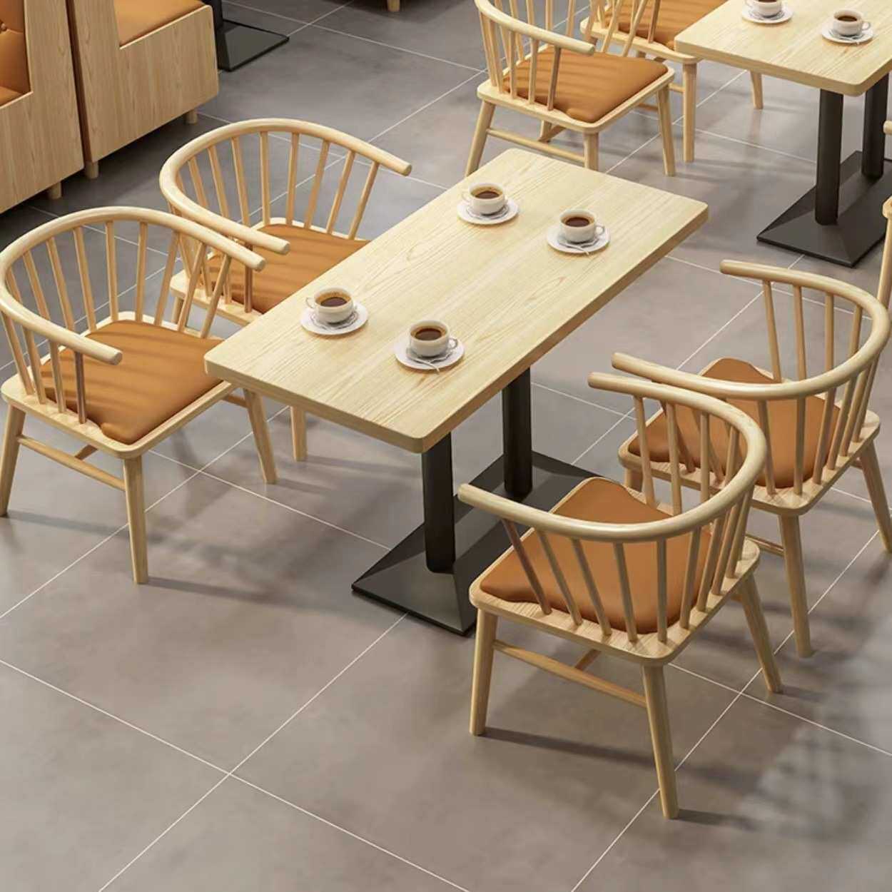 简约面馆小吃店实木桌椅组合汉堡卡座沙发奶茶食堂快餐火锅饭店